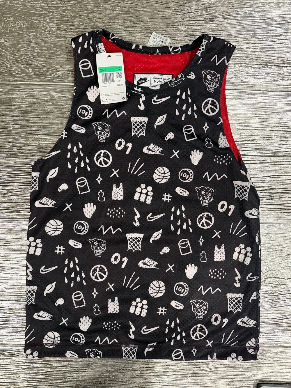 Nike reversible graffic print boy's size XL jersey. New w/ tag